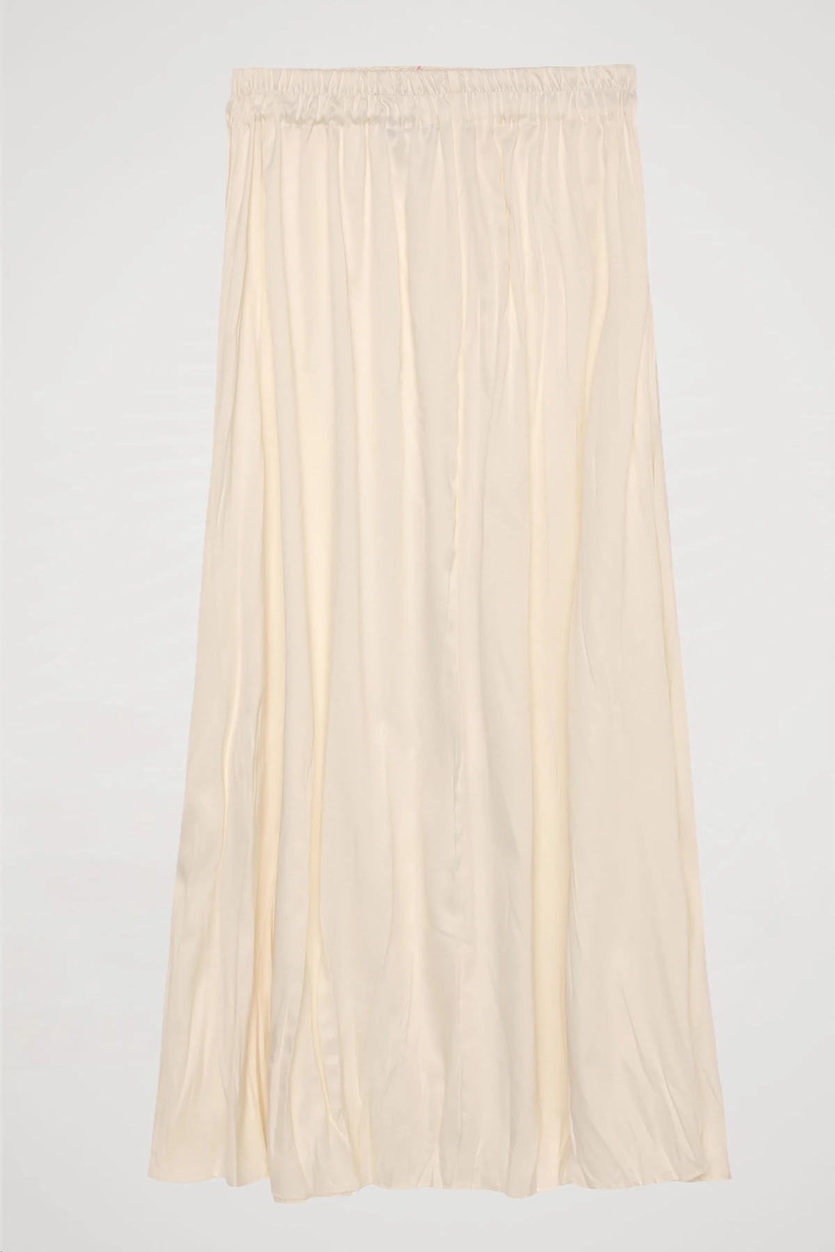 Beli Lastikli Pileli Midi Boy Etek Bej