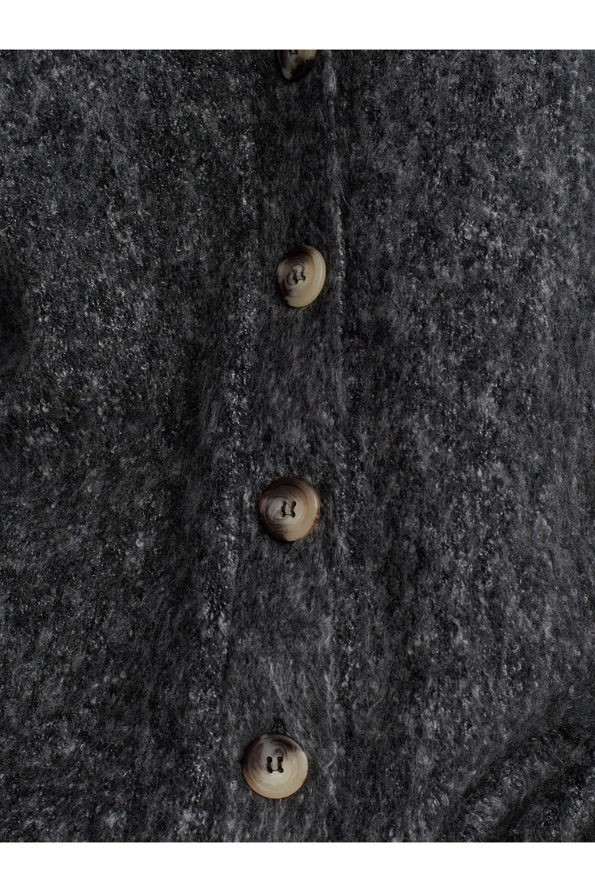 60264 V Yaka Şardonlu Düğmeli Triko Hırka-Antrasit