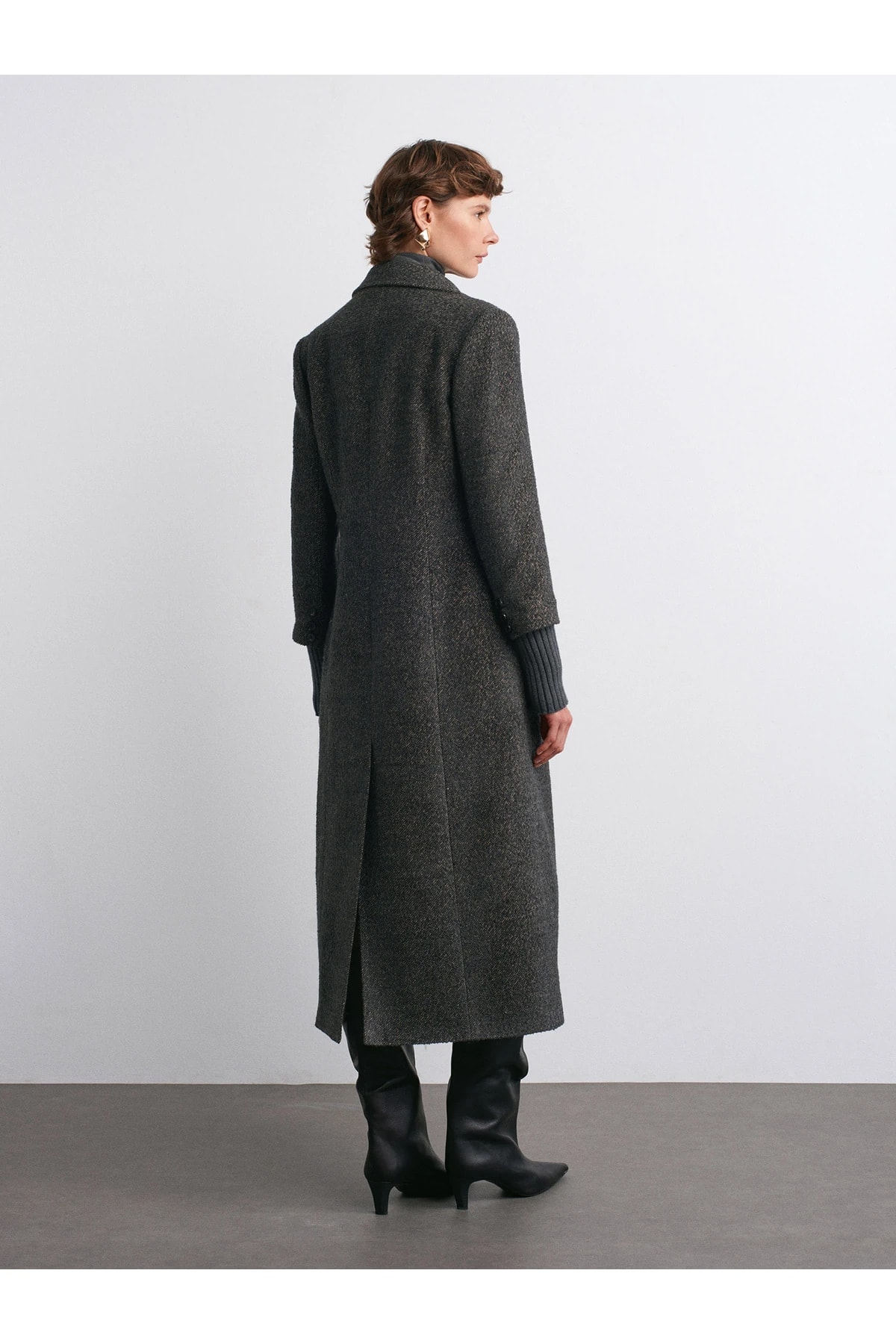 65478 Triko Kol Detaylı Kaban-Antrasit