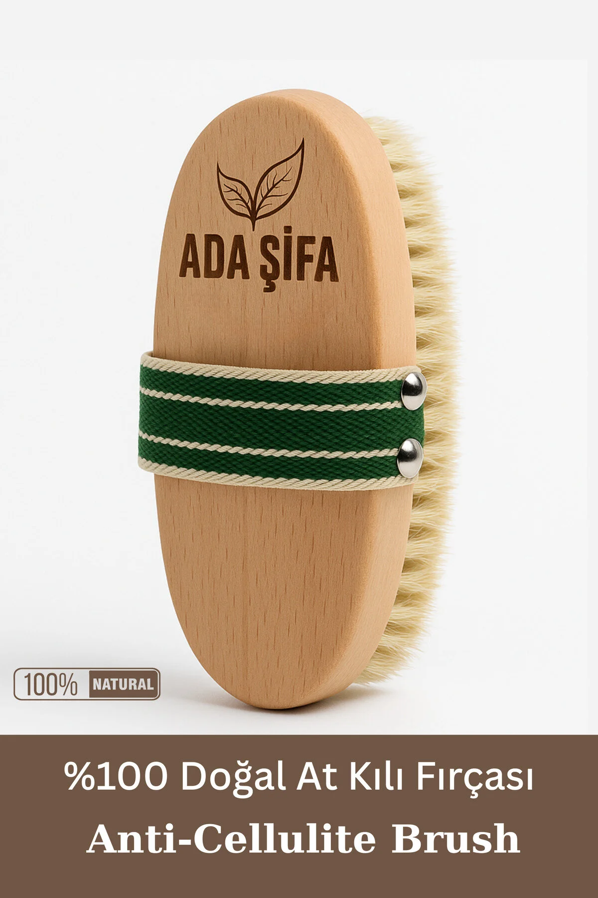 Adaşifa Doğal At Kılı Vücut Fırçası – Kuru Fırçalama & Masaj Fırçası