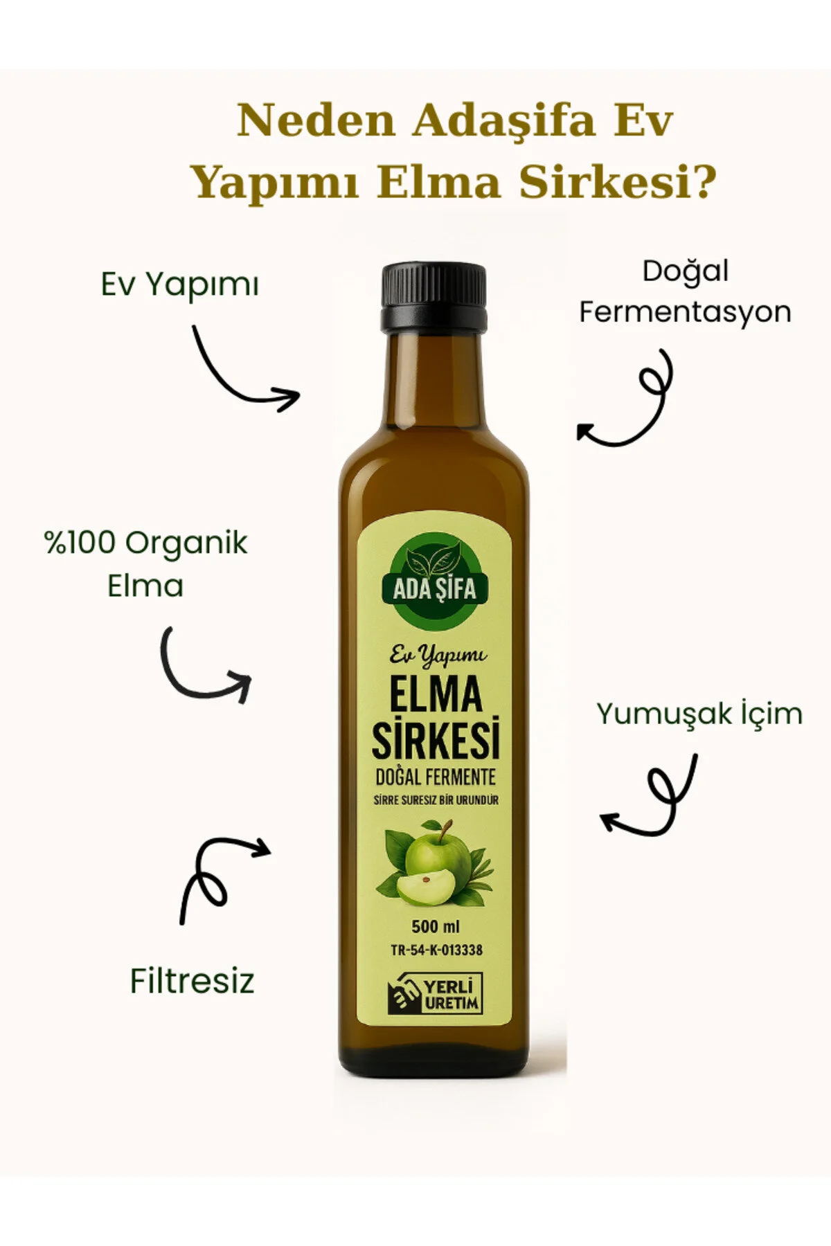 Adaşifa - Ev Yapımı Elma Sirkesi 500 ml – Doğal Fermente Sirke