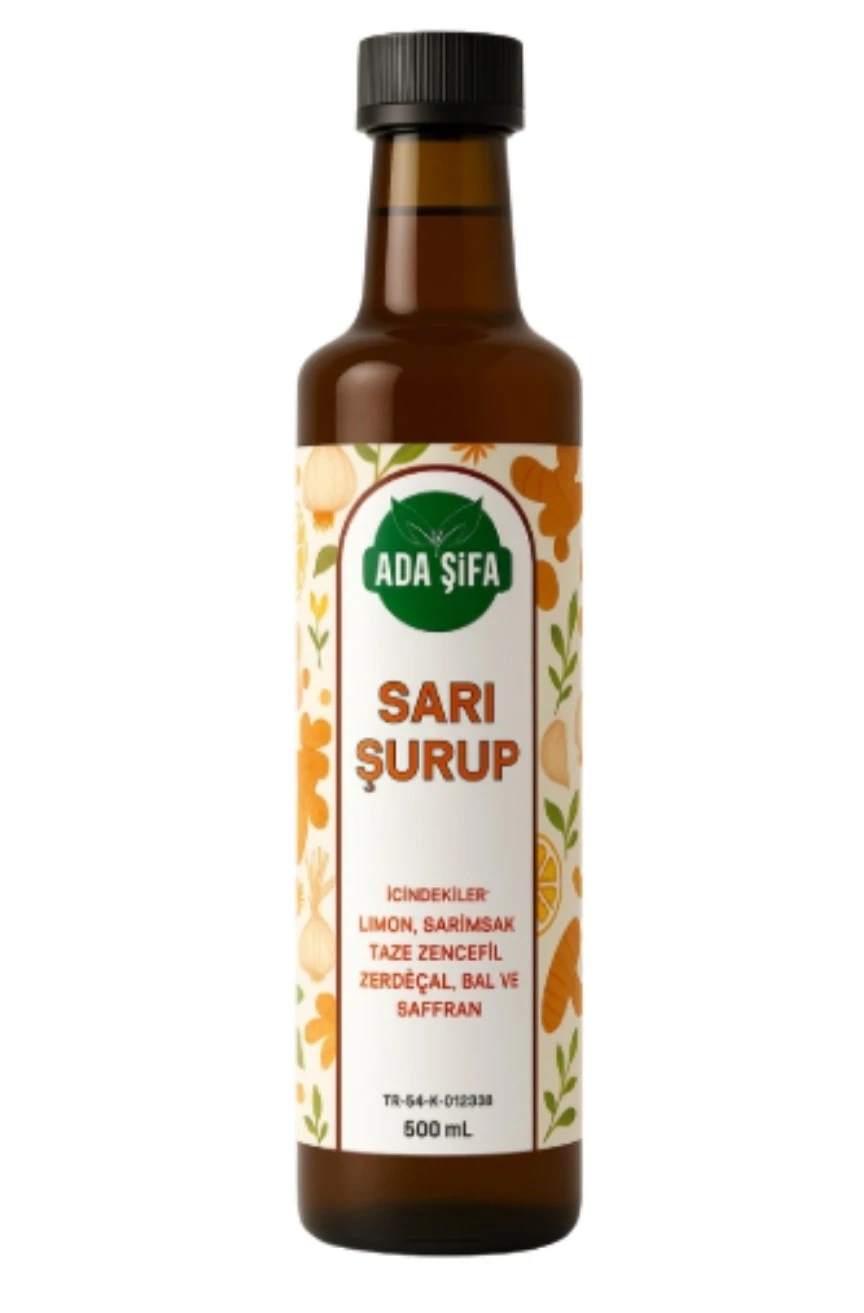 Adaşifa Sarı Şurup ( Zencefil, Zerdeçal, Safran, Sarımsak, Limon, Bal ) 