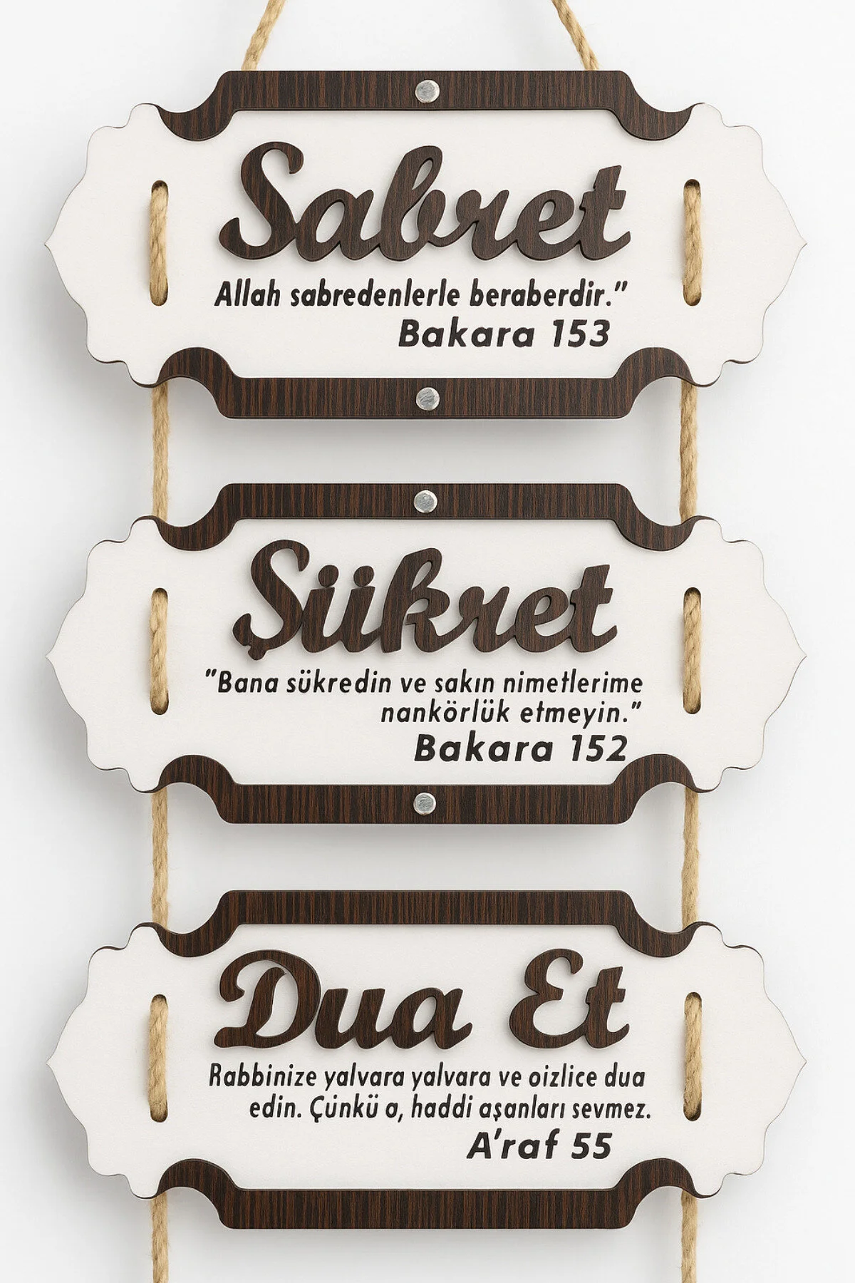 Hoşgeldiniz Yazılı Ahşap Kapı Süsü Duvar Dekoru Çeşitleri - Sabret, Şükret, Dua Et