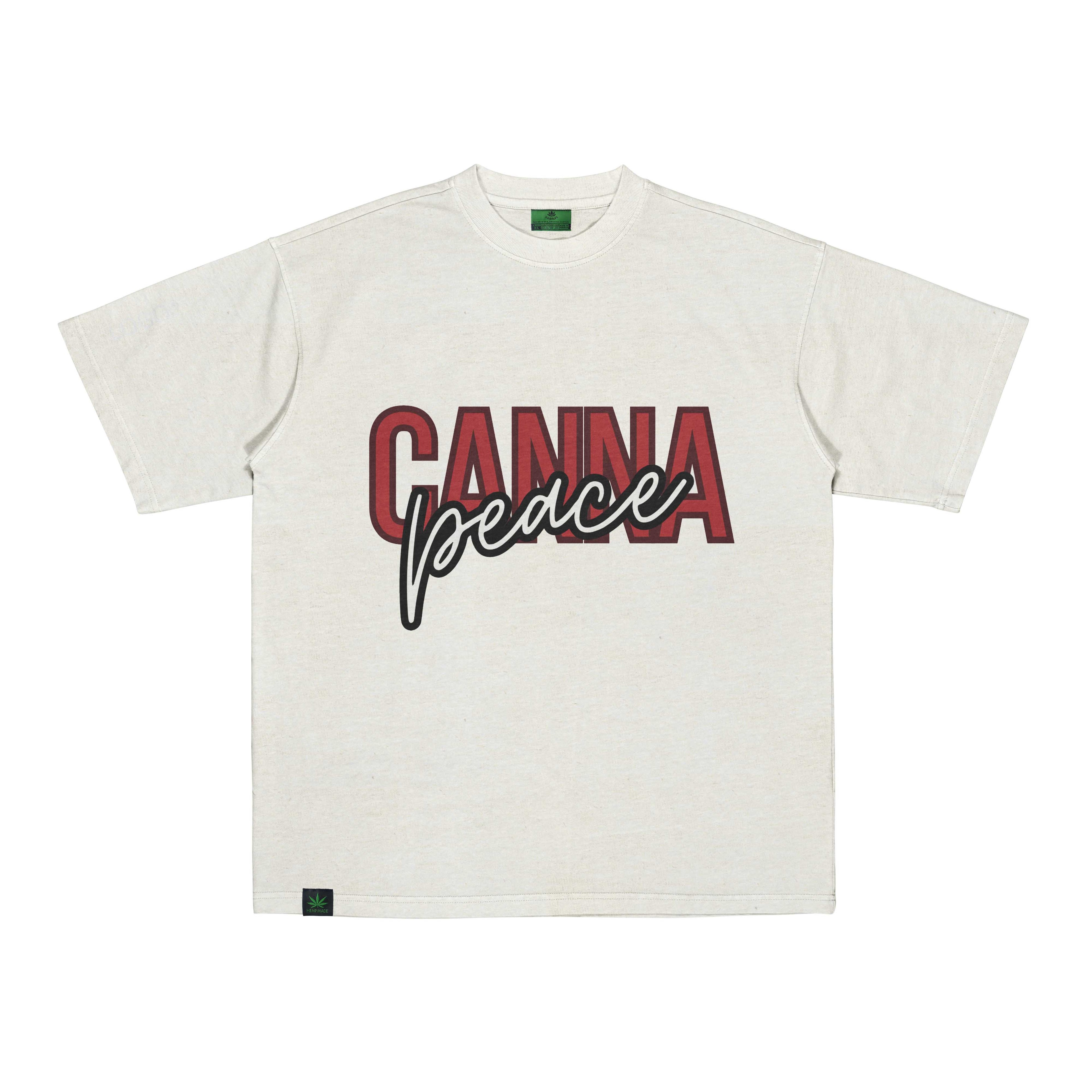 Canna Peace Tasarımlı Oversize Kenevir Tişört - ş
