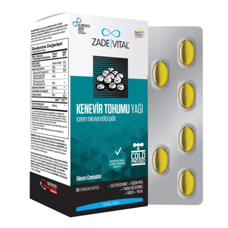 Zade Vital Kenevir Tohumu Yağı 30 Yumuşak Kapsül