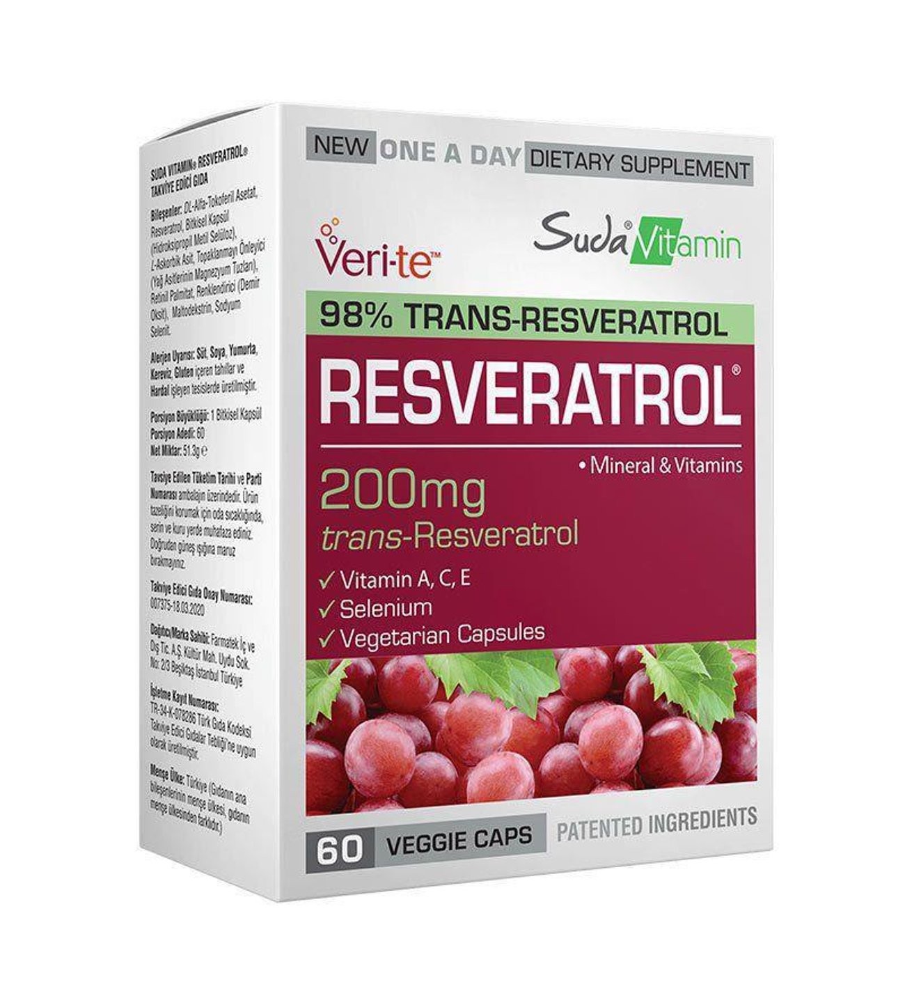 Suda Vitamins Resveratrol 60 Kapsül