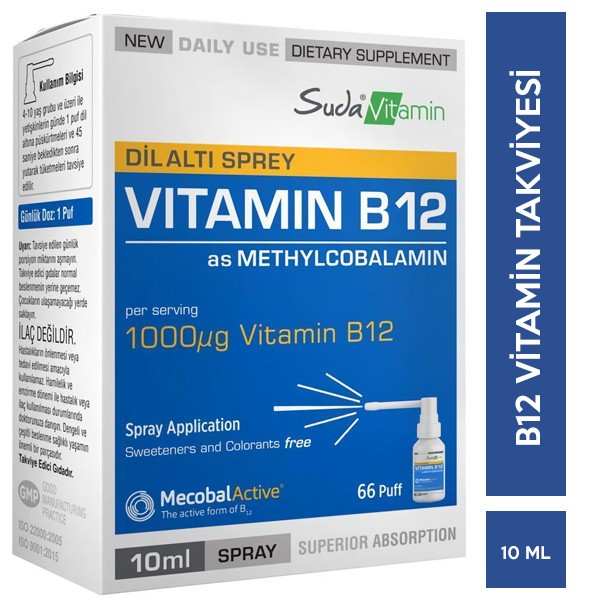Suda Vitamin B12 Dil Altı Spreyi 10 ml