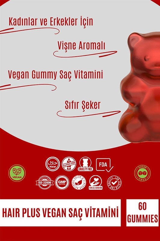 Vita Bear Hair Plus Vegan Saç Vitamini 60 Gummies