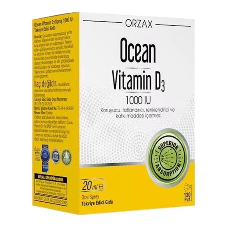 Orzax Ocean Vitamin D3 1000 IU Sprey 20ml