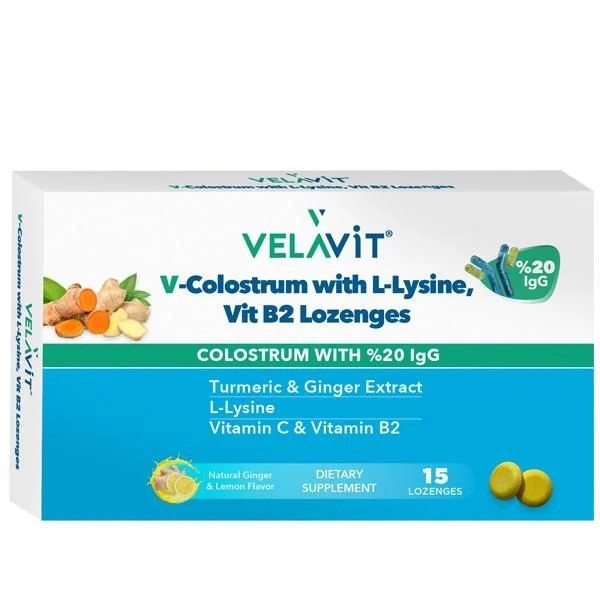 Velavit V-Colostrum With L-Lysine Vit B2 Lozenges 15 Pastil