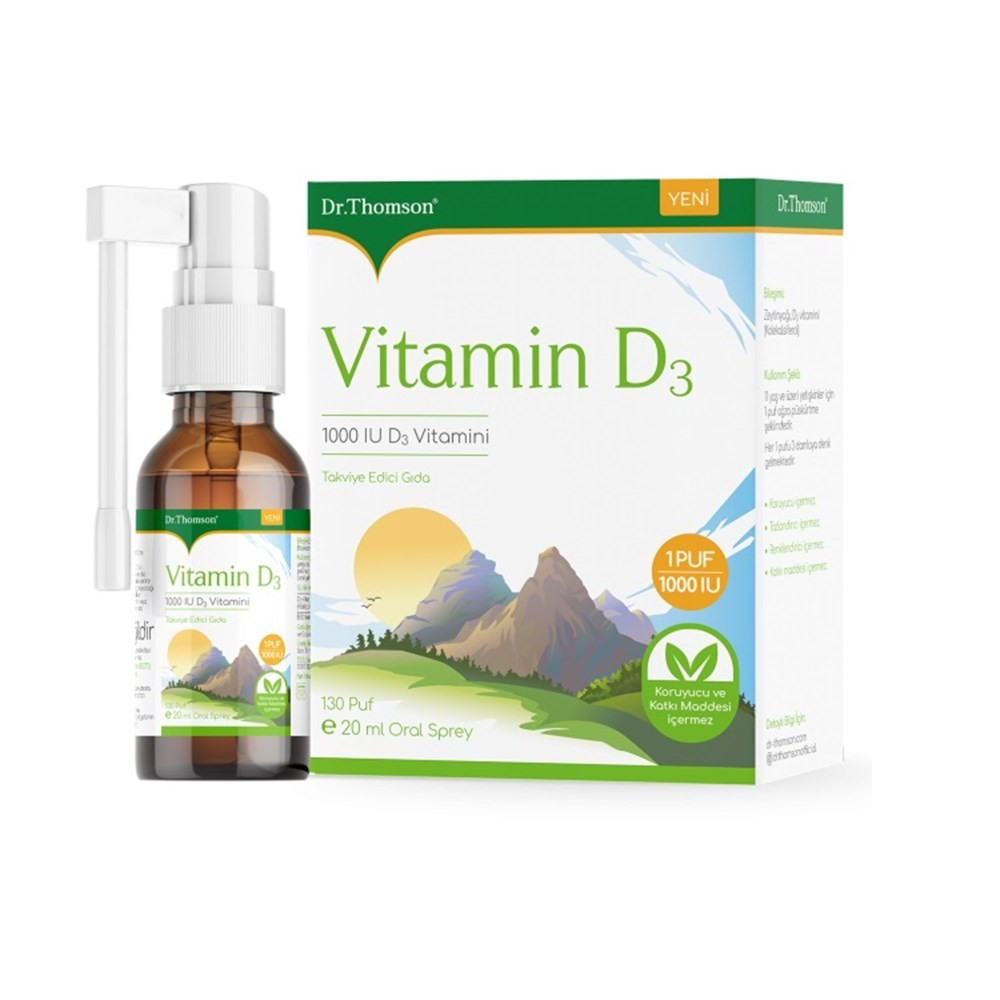 Dr.Thomson 1000 UI D3 Vitamini İçeren Takviye Edici Gıda Sprey 20 ml