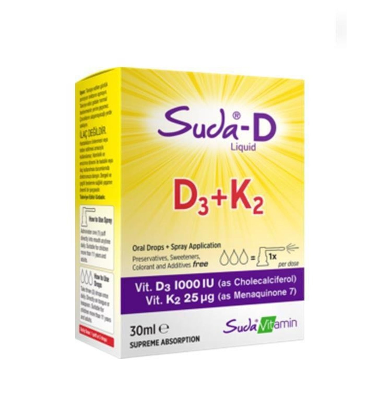 Suda Vitamin D3 K2 Likid Vitamin 30 ml