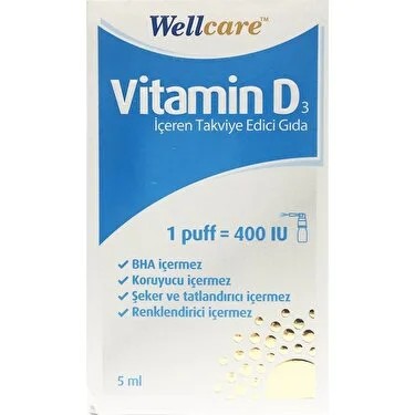 Wellcare Vitamin D3 İçeren Diyet Takviyesi 5 ml 1 Fıs 400 IU