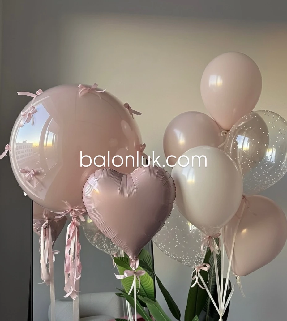 Pink Blush Şeffaf Balon Konsept