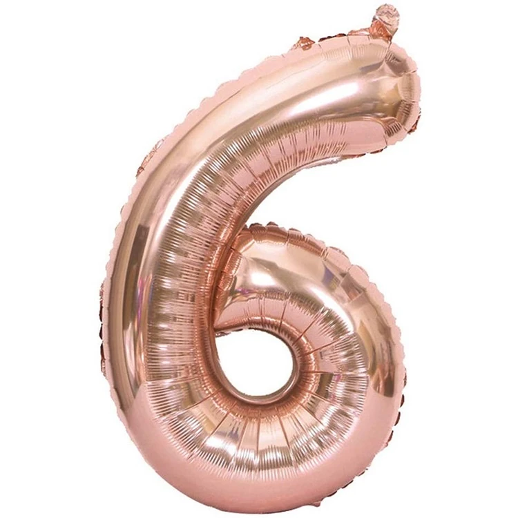 6 Rose Gokd Rakam Folyo Balon 34 İnç