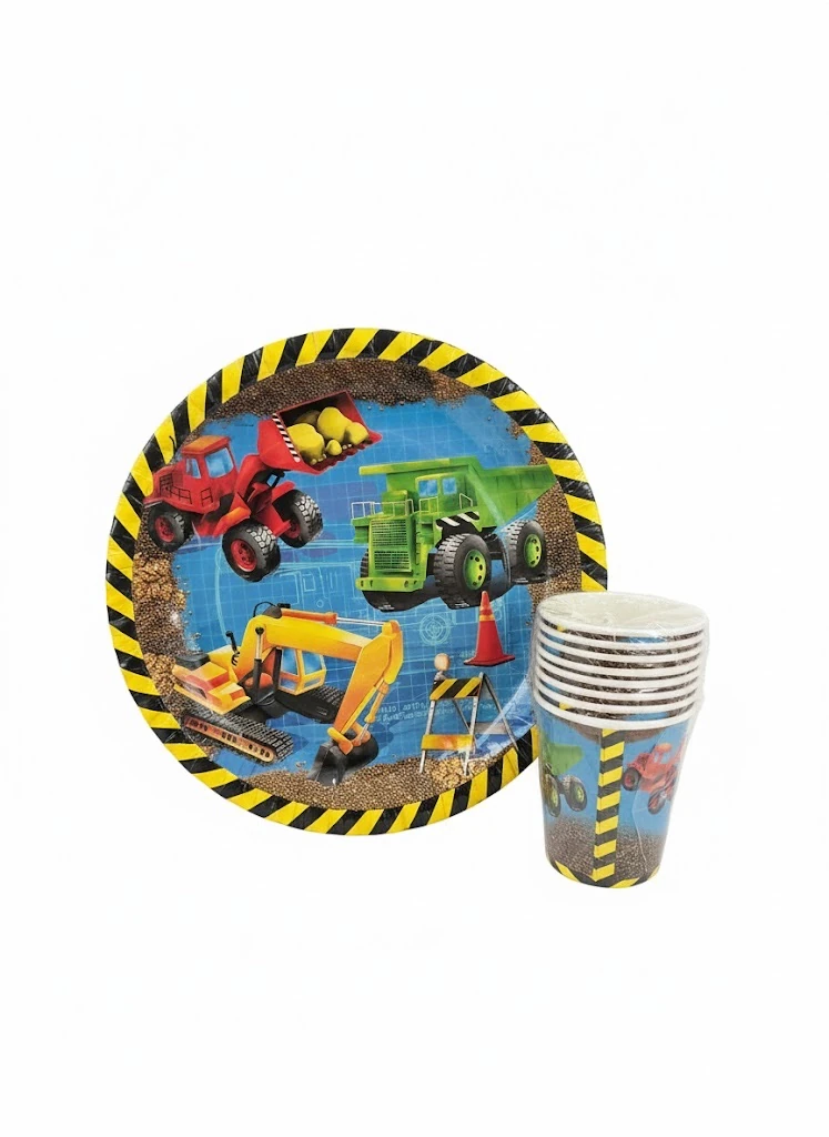 İş Makineli 8’li Tabak ve Bardak