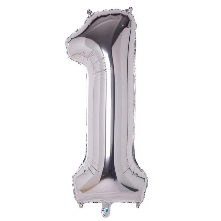 1 Gümüş Rakam Folyo Balon 34 İnç