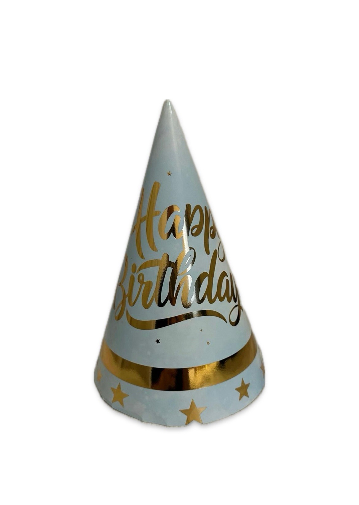 Külah Şapka Yıldızlı Mavi-Altın Happy Birthday