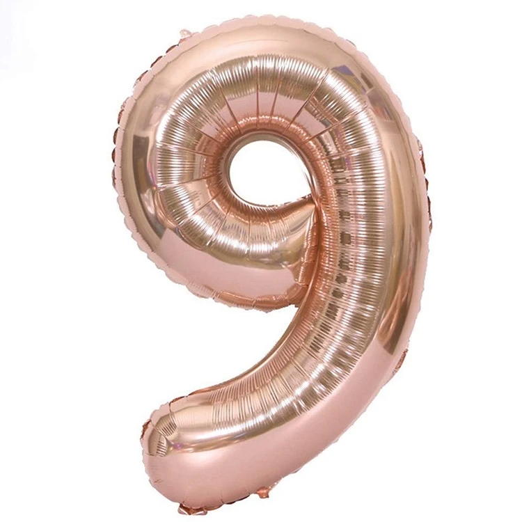 9 Rose Gokd Rakam Folyo Balon 34 İnç