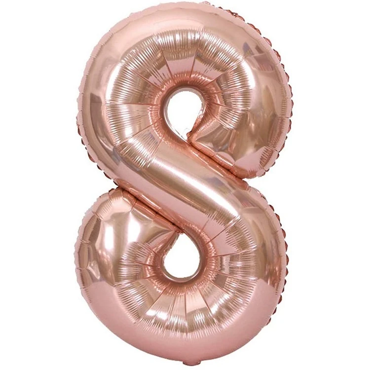 8 Rose Gokd Rakam Folyo Balon 34 İnç