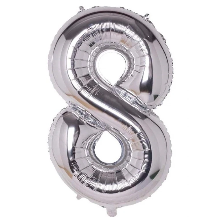 8 Gümüş Rakam Folyo Balon 34 İnç