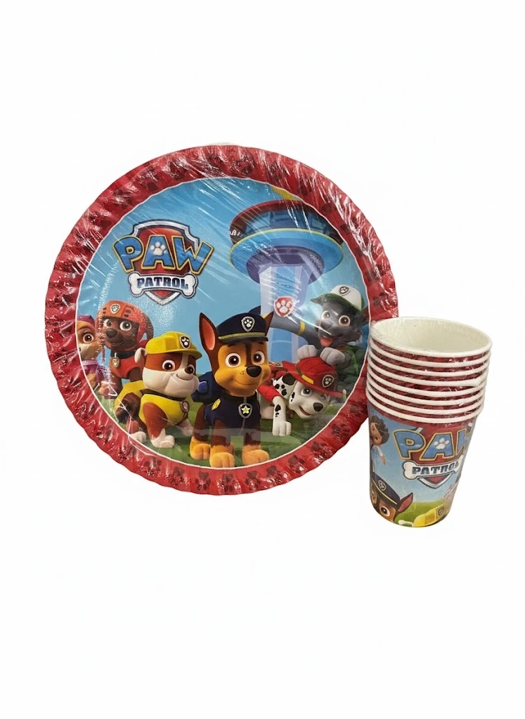 Paw Petrol 8’li Tabak ve Bardak Kırmızı