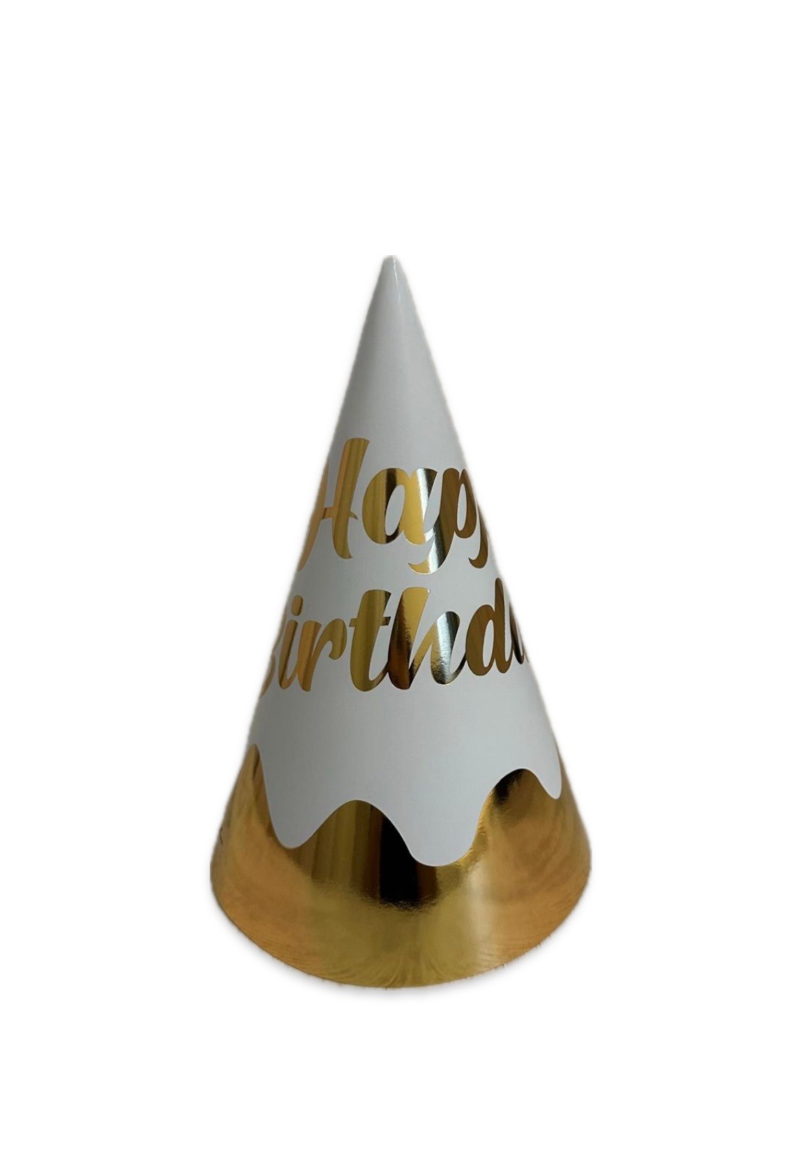 Külah Şapka Dalgalı Mavi-Altın Happy Birthday