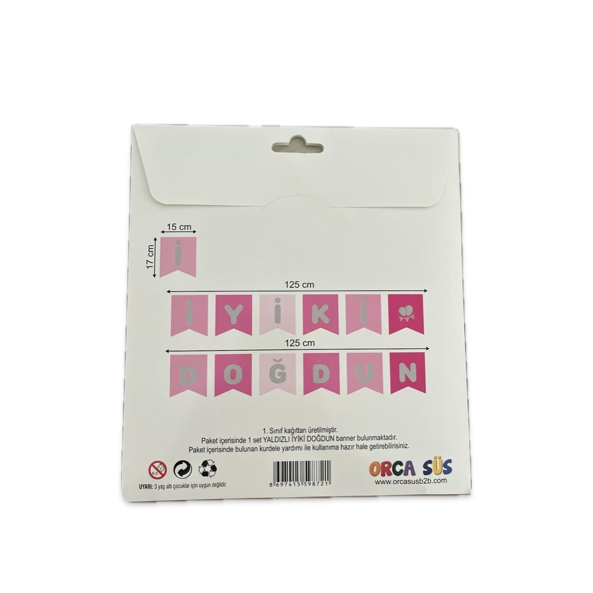 Pembe Renkli İyi Ki Doğdun Flama Banner