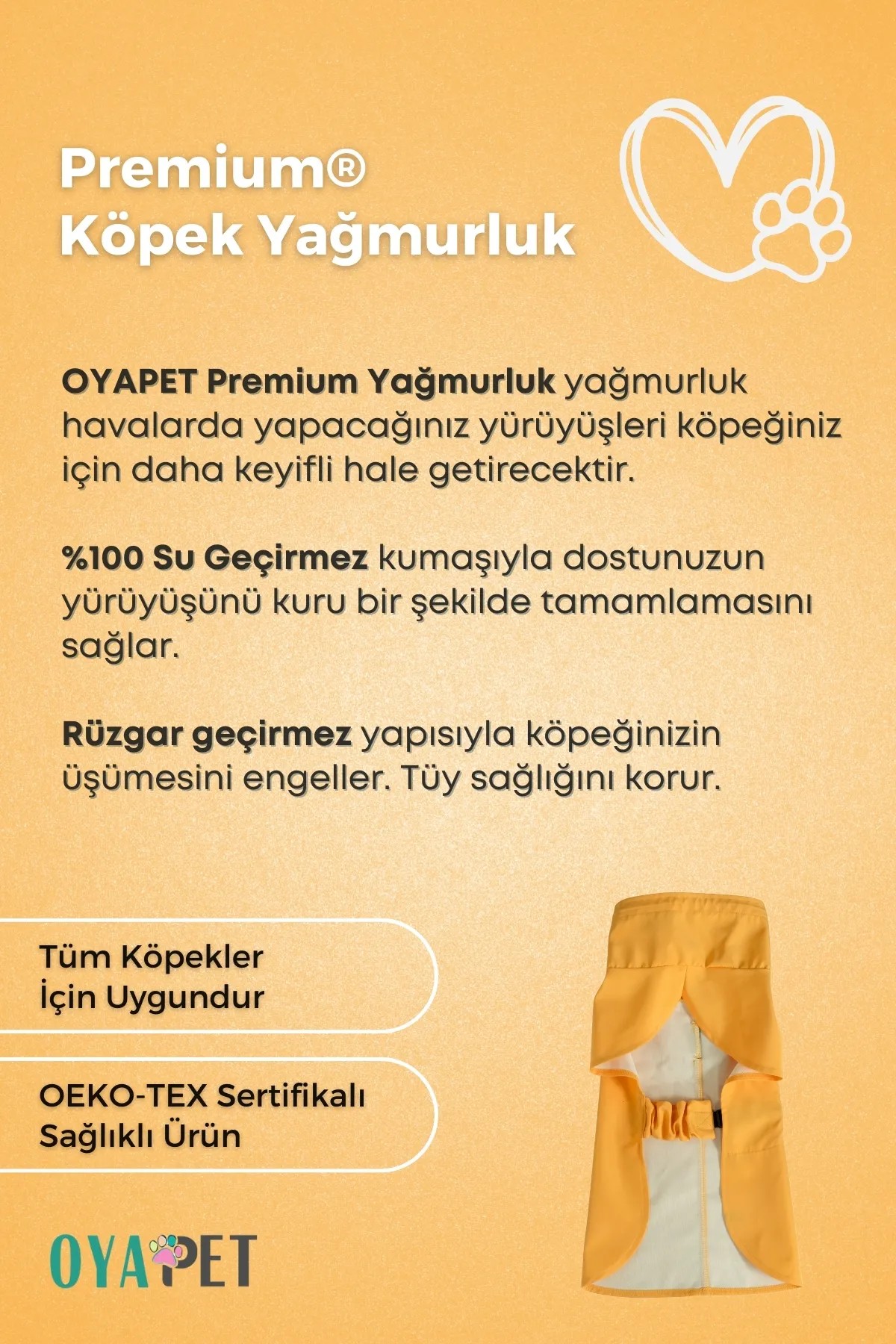 Rüzgar & Su Geçirmez Küçük ve Büyük Irk Köpekler İçin Premium Konforlu Model Köpek Yağmurluk