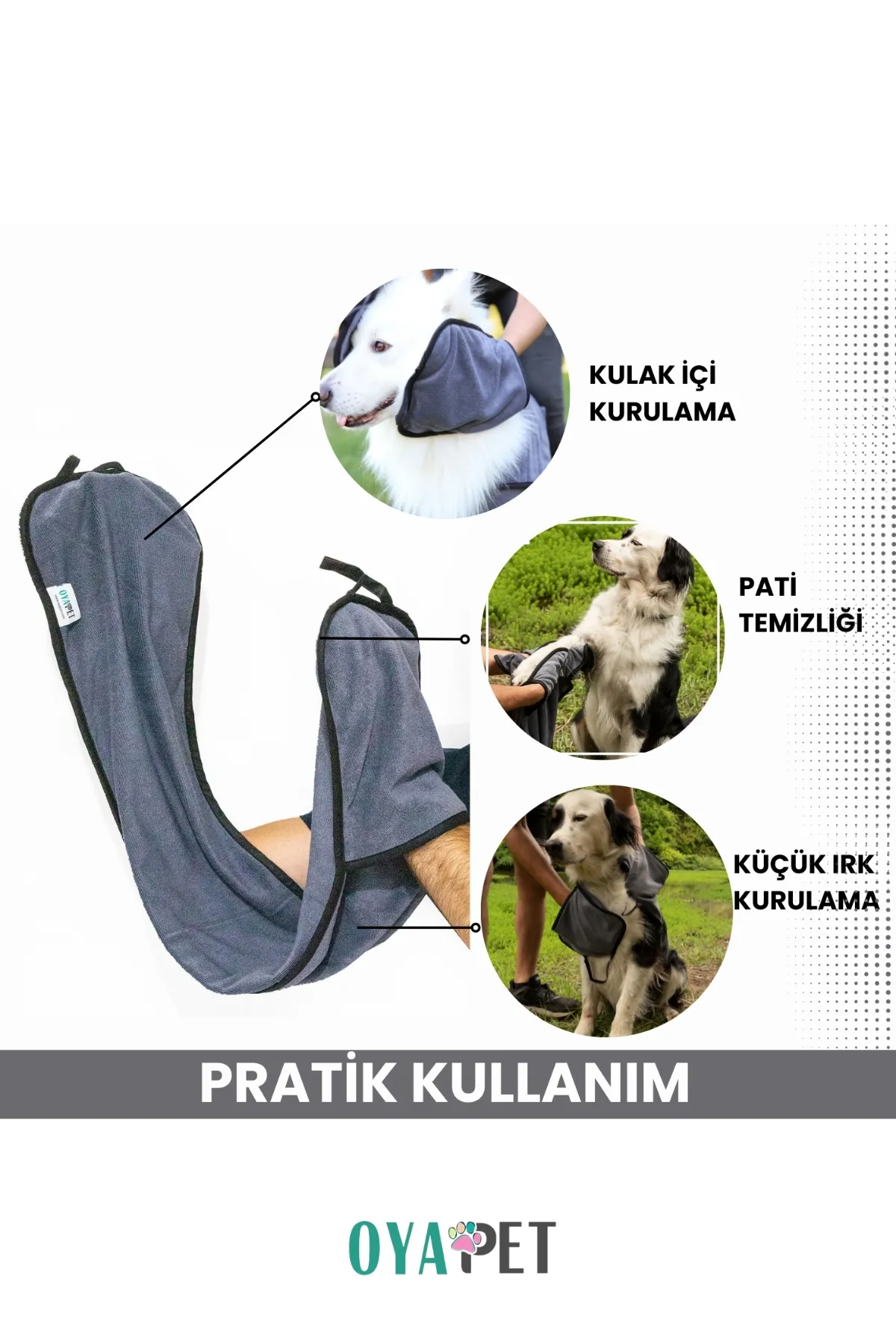 MicroLux® Cepli Pratik Köpek Havlusu - GRİ