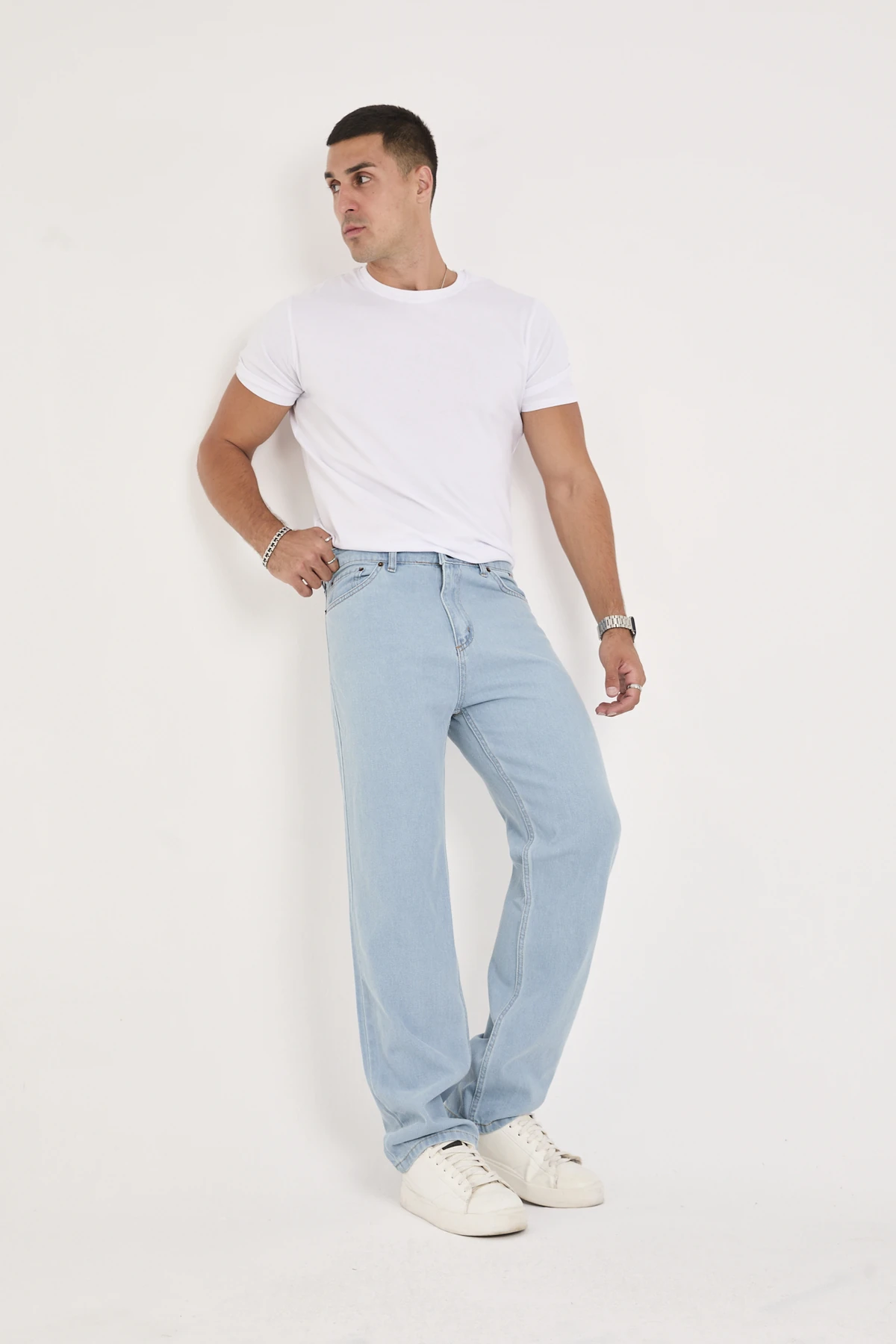 ERKEK MAVİ BAGGY DENİM PANTOLON