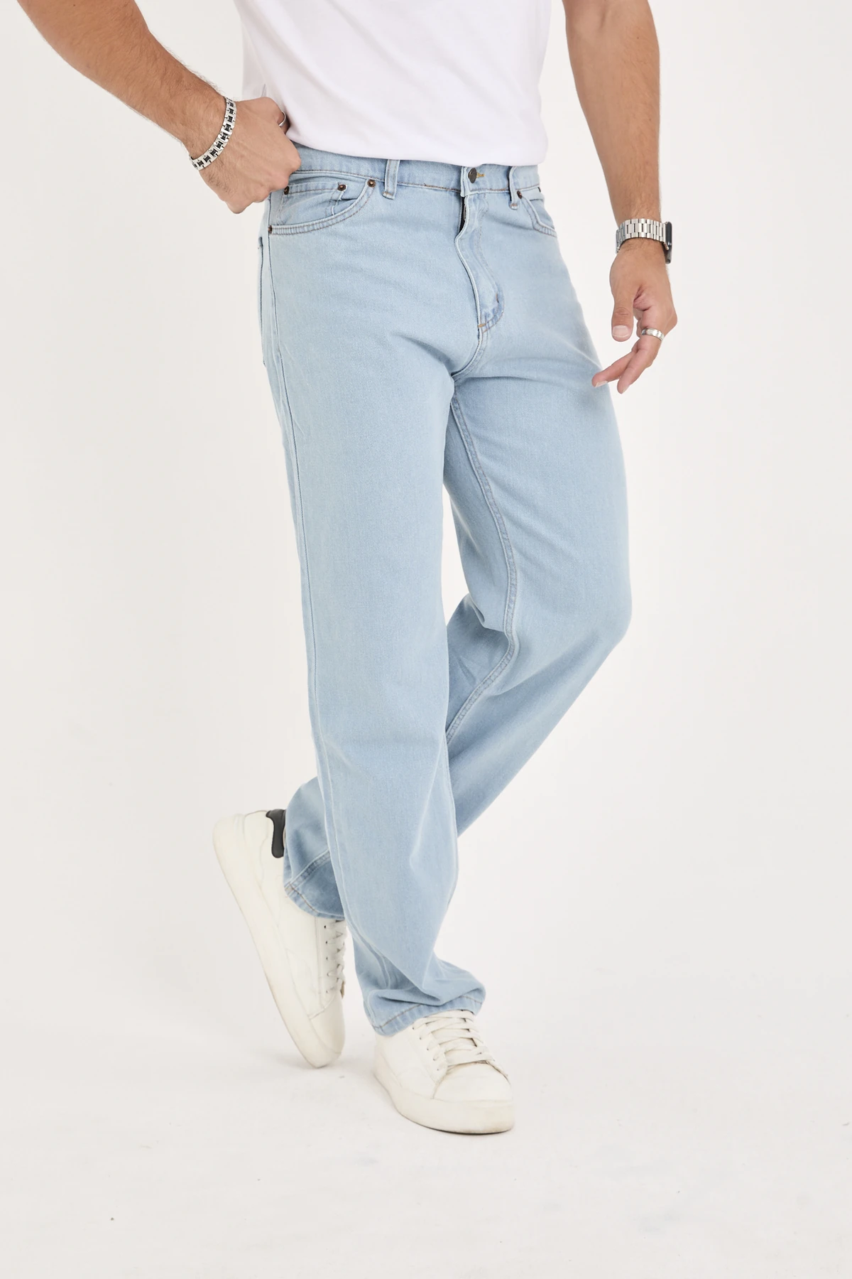 ERKEK MAVİ BAGGY DENİM PANTOLON