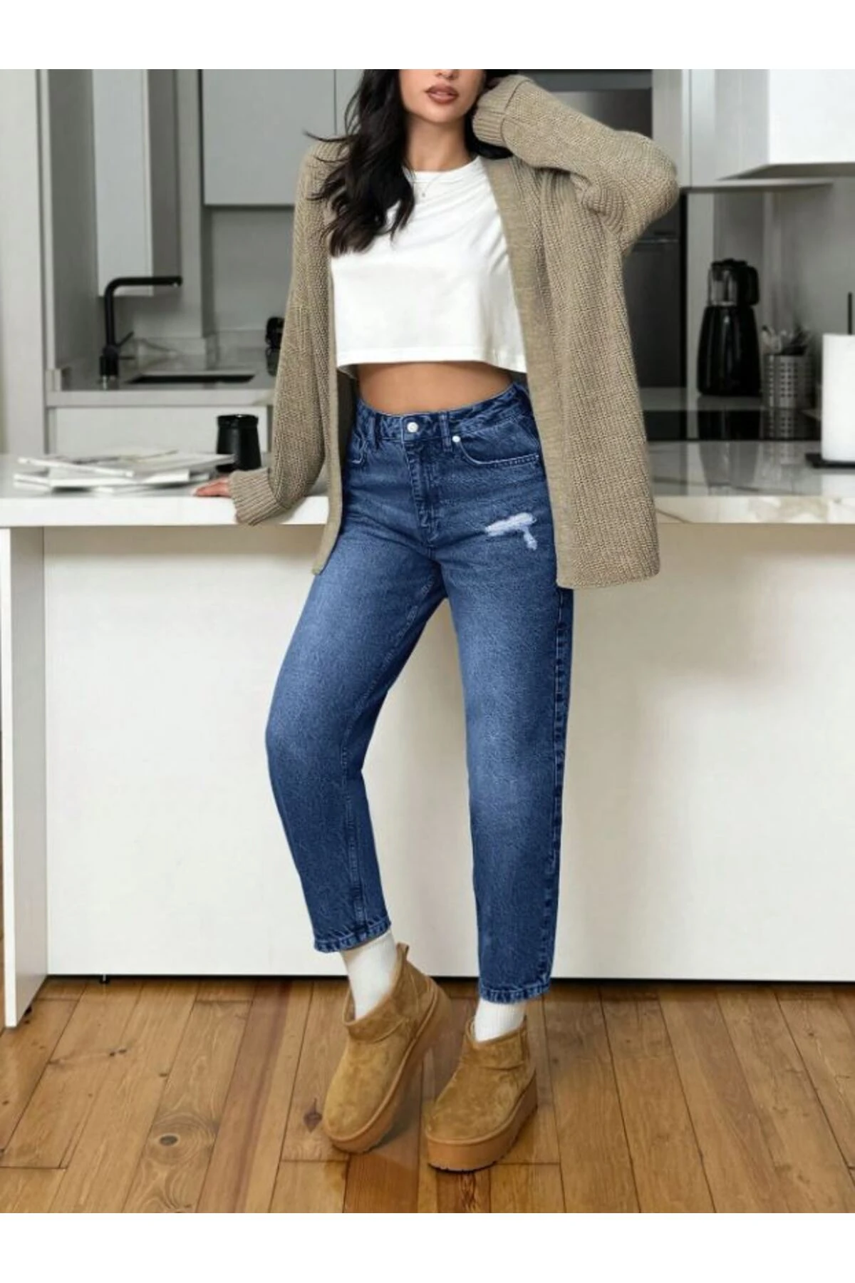 KADIN DENİM PANTOLON YIPRATMALI