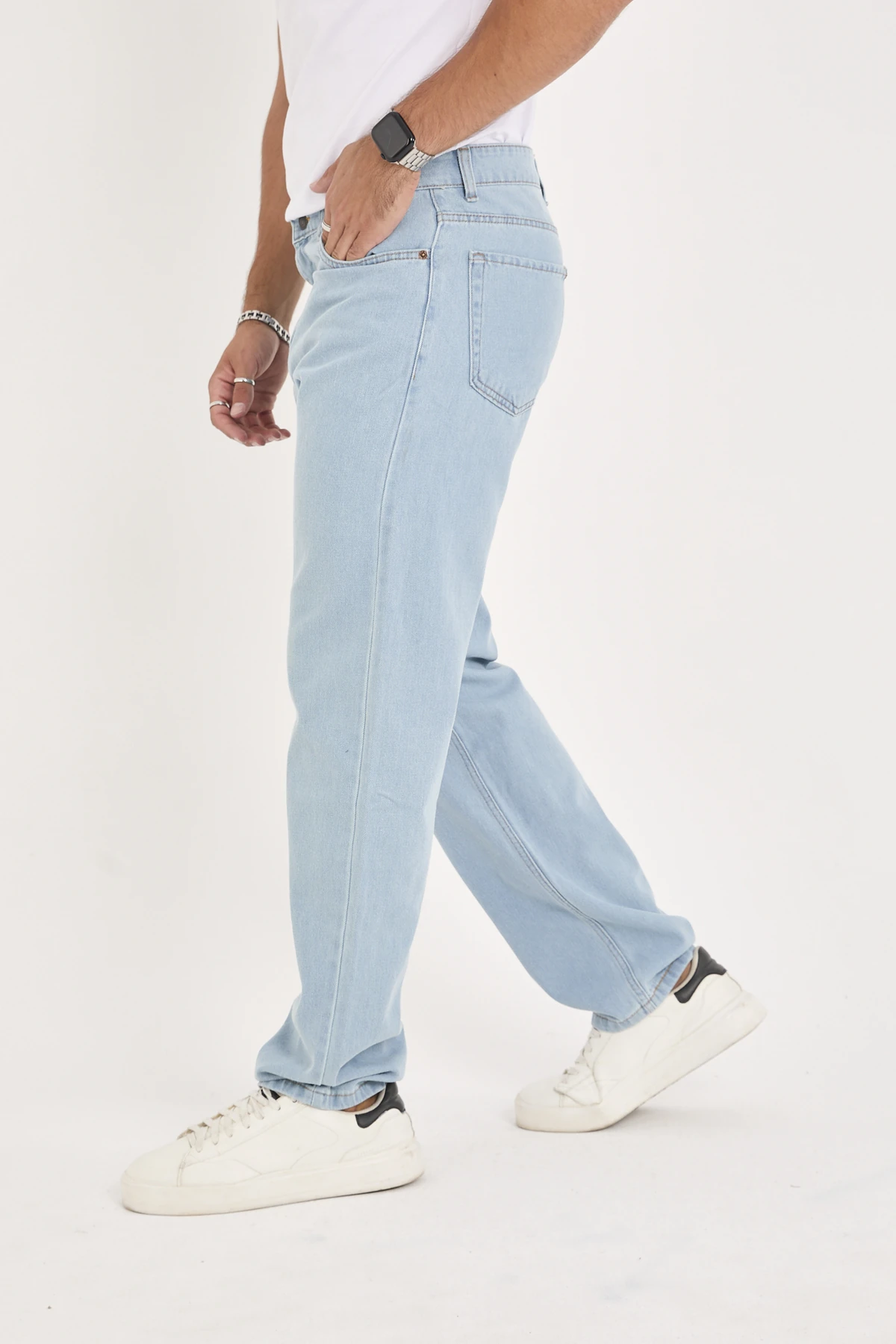 ERKEK MAVİ BAGGY DENİM PANTOLON