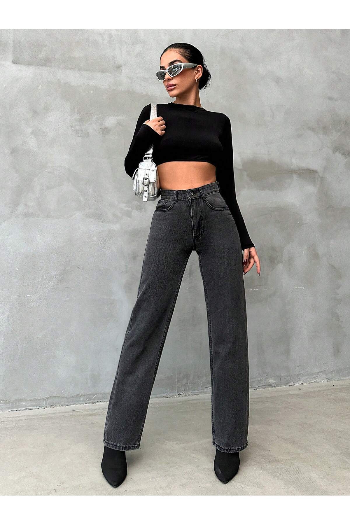 KADIN YÜKSEK BEL STRAIGHT FÜME PANTOLON
