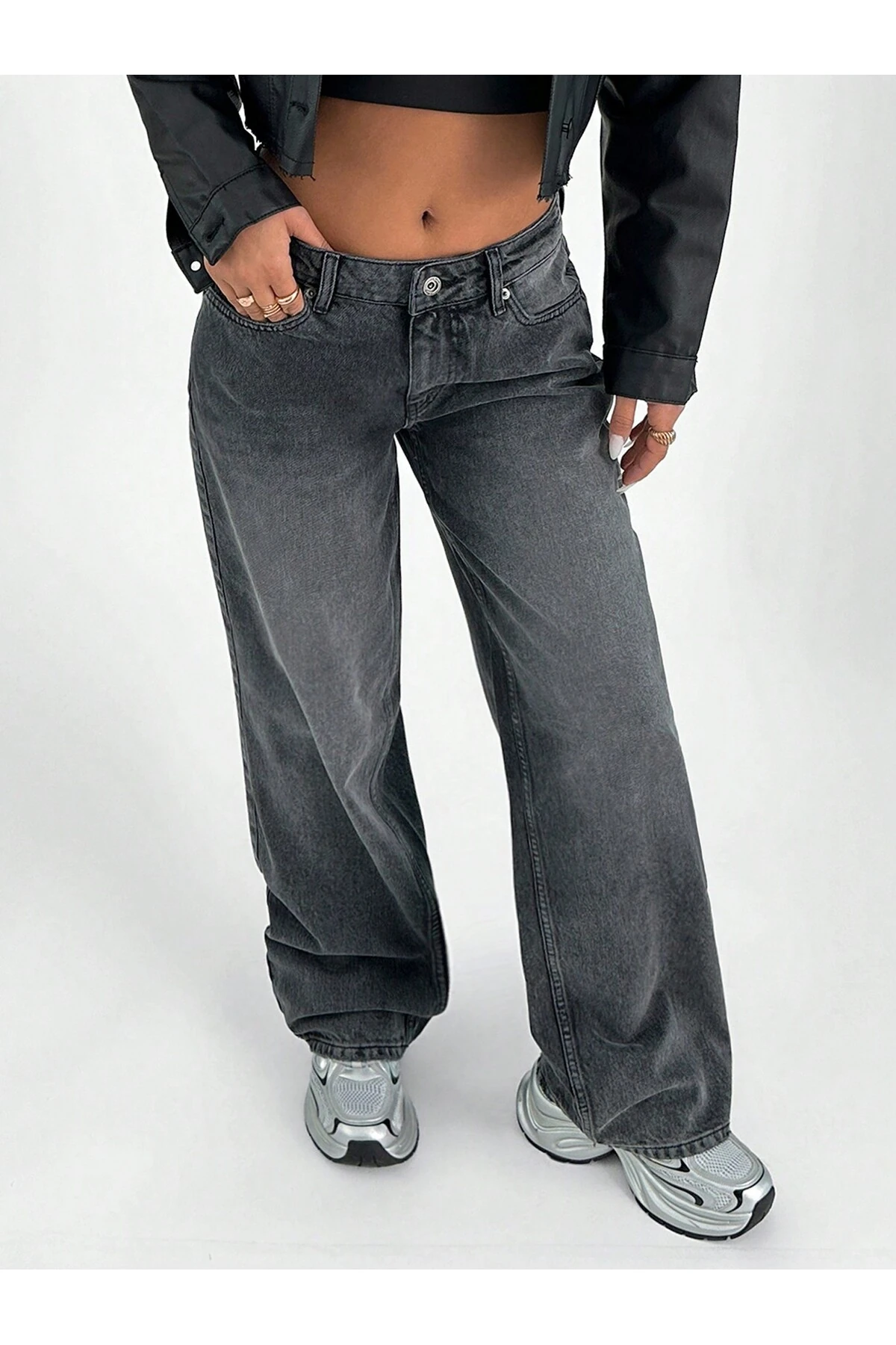 Kadın Wide Leg Jeans Pantolon