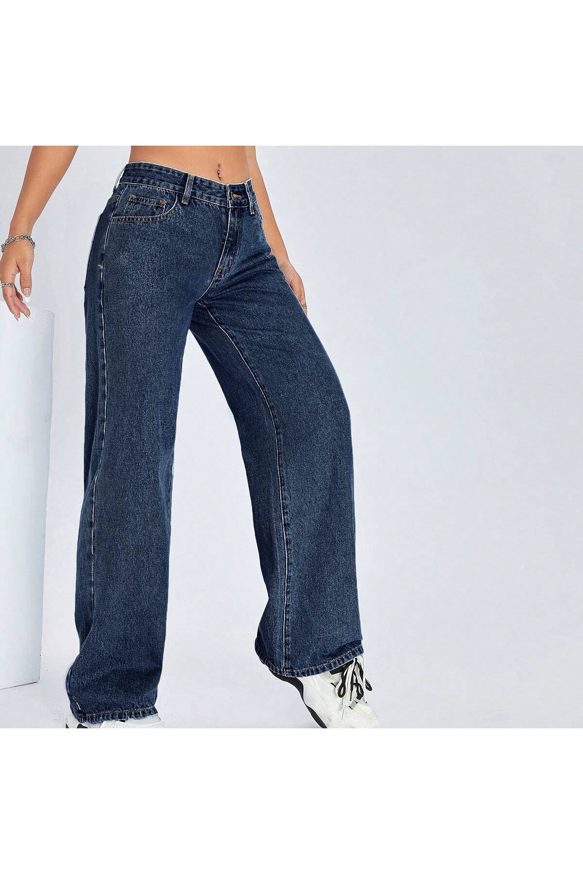 STRAİGHT KADIN DENİM PANTOLON KOYU YIKAMALI