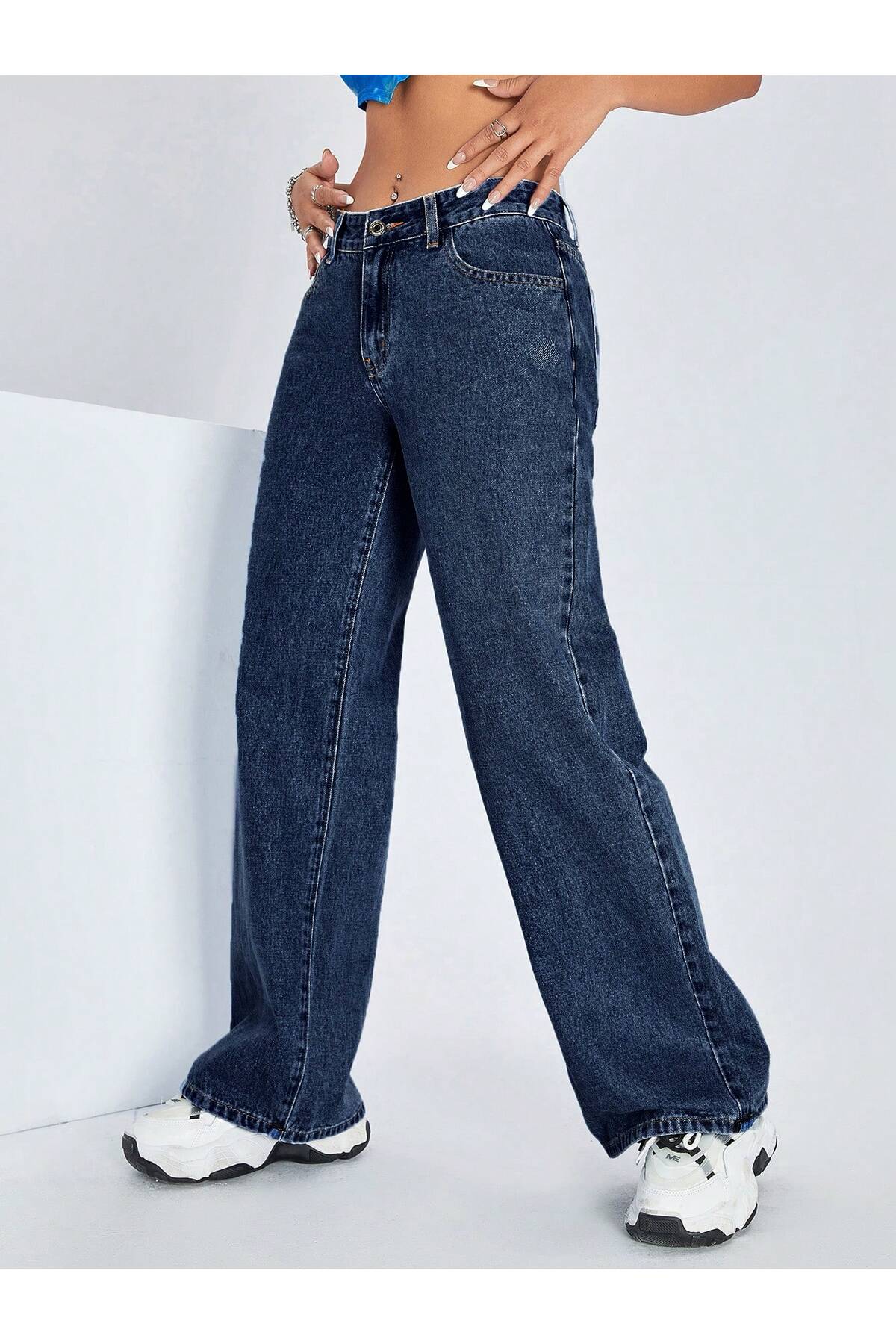 STRAİGHT KADIN DENİM PANTOLON KOYU YIKAMALI