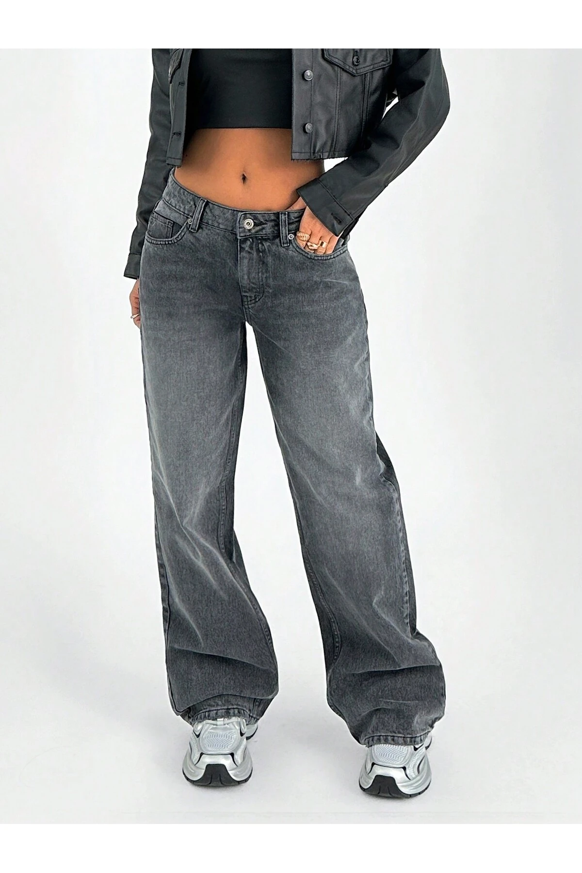 Kadın Wide Leg Jeans Pantolon