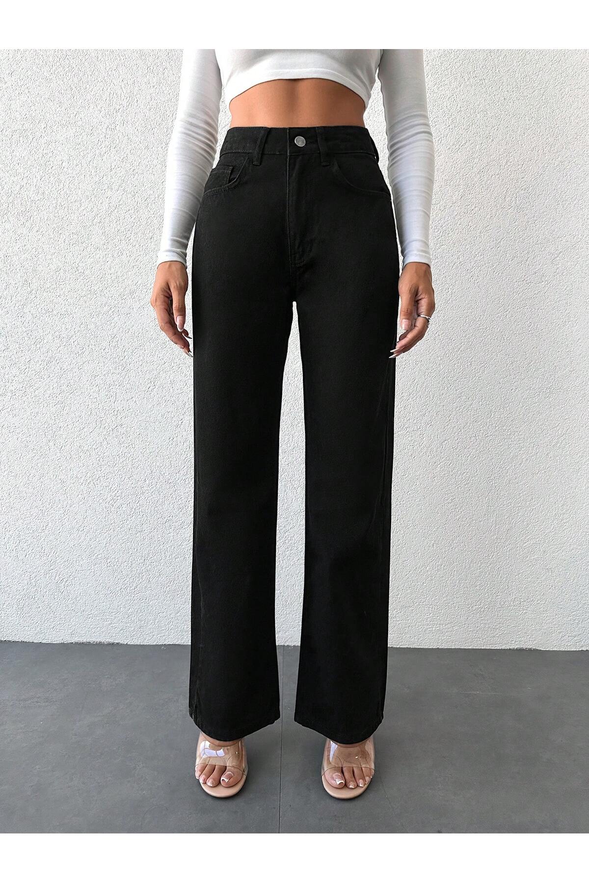 Kadın Palazzo Yüksek Bel Straıght Siyah Pantolon