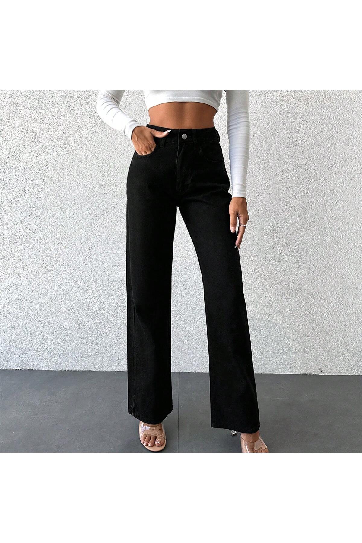 Kadın Palazzo Yüksek Bel Straıght Siyah Pantolon