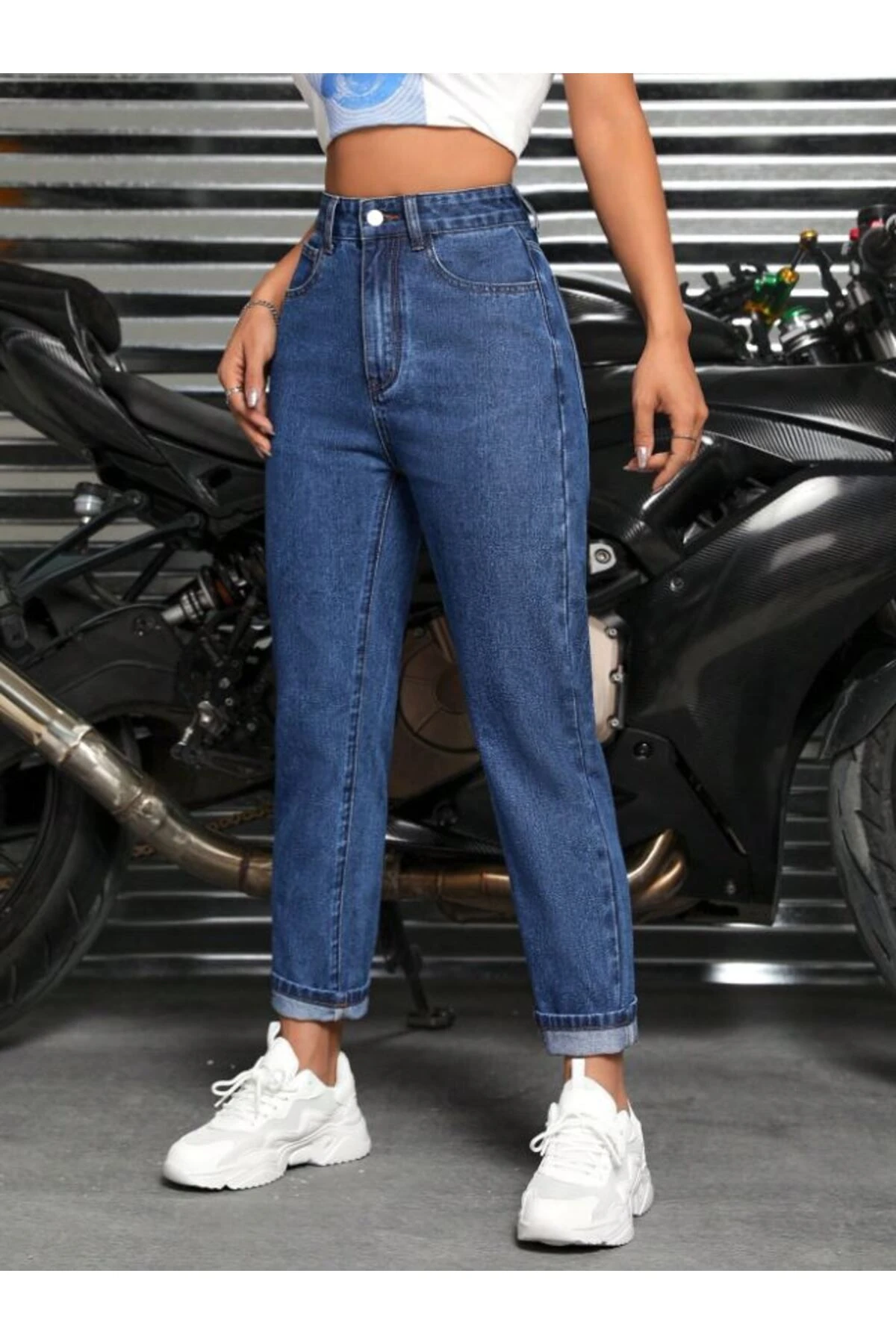 KADIN DENİM PANTOLON KOYU MAVİ