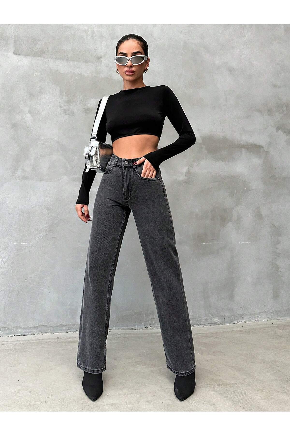 KADIN YÜKSEK BEL STRAIGHT FÜME PANTOLON