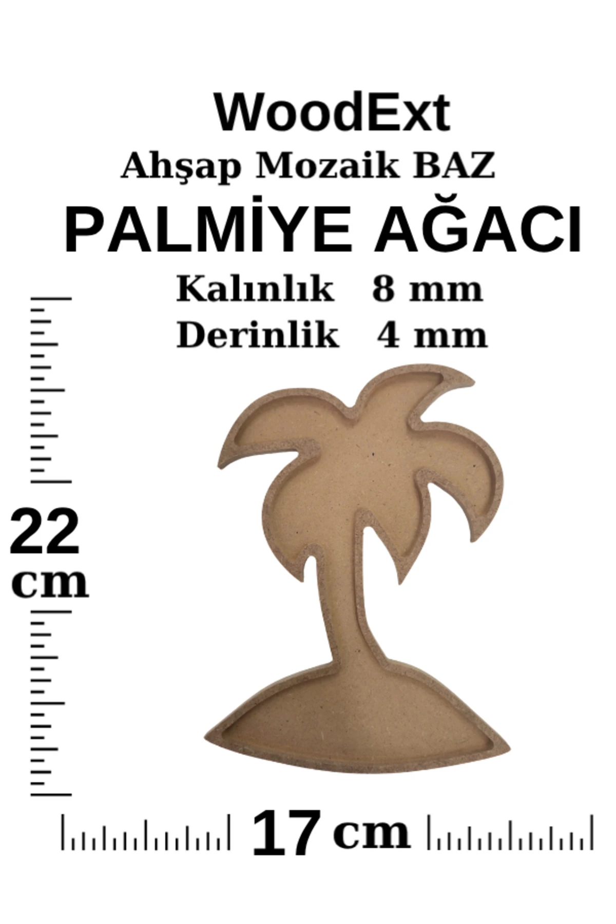 Ahşap Mozaik Baz. Palmiye Mozaik Ahşap Baz. 22 Cm X 17 Cm Derinlik 4 Mm