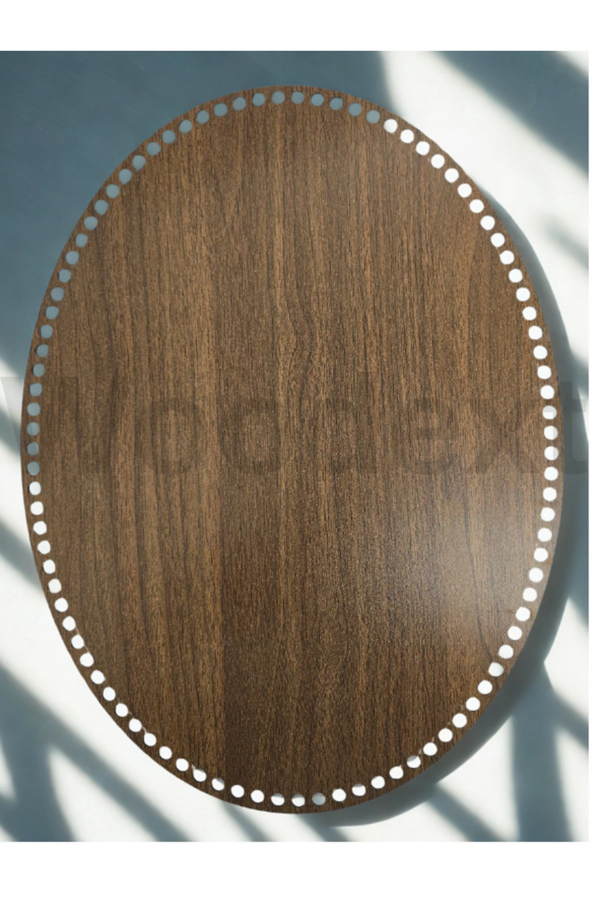 Ahşap Oval Elips Sepet Örme için Tepsi Tabanı 30x20 Cm Ceviz Çift Yüz 3 Mm Mdf
