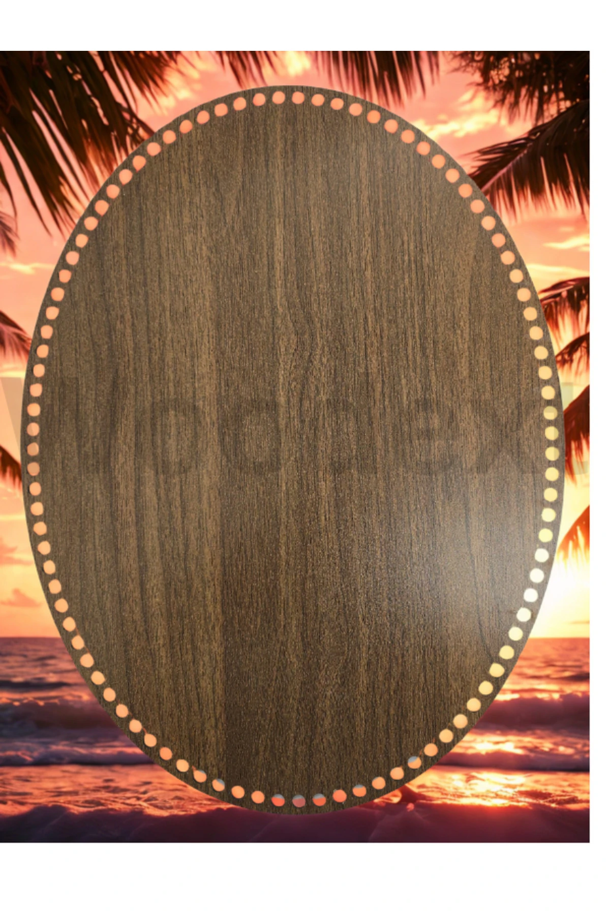 Ahşap Oval Elips Sepet Örme için Tepsi Tabanı 30x20 Cm Ceviz Çift Yüz 3 Mm Mdf