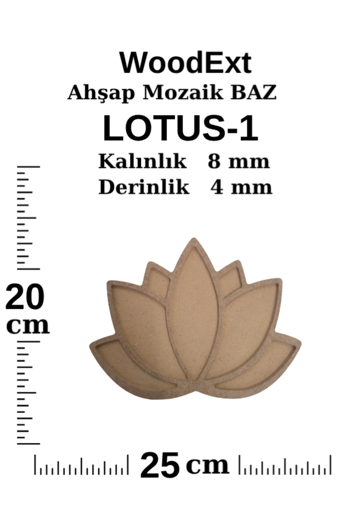 Mozaik Çalışması Için Lotus Çiçek Ahşap Baz. 20 Cm X 25 Cm Derinlik 4 Mm