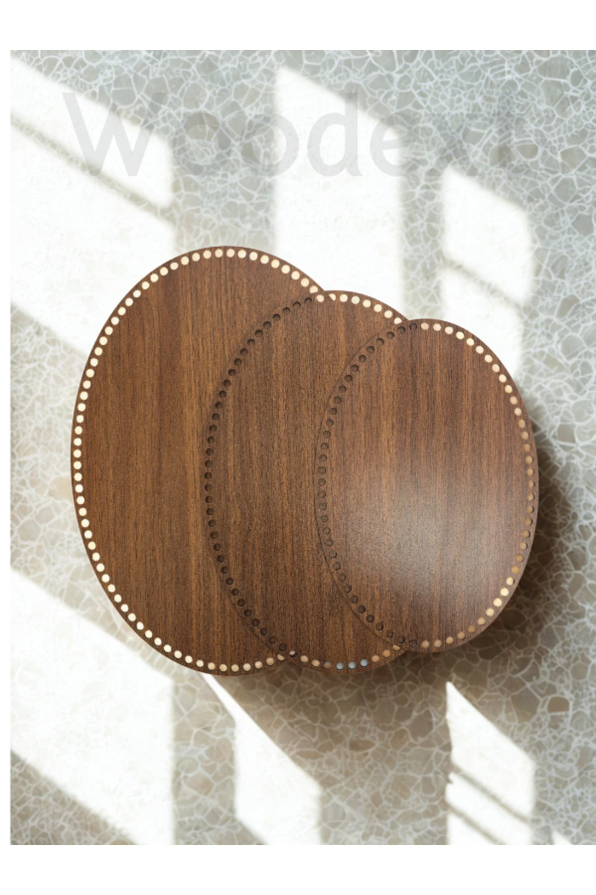 Ahşap Hobi Oval Elips Sepet Tepsi Tabanı Hobi kasnak ceviz renkli. 3'lü