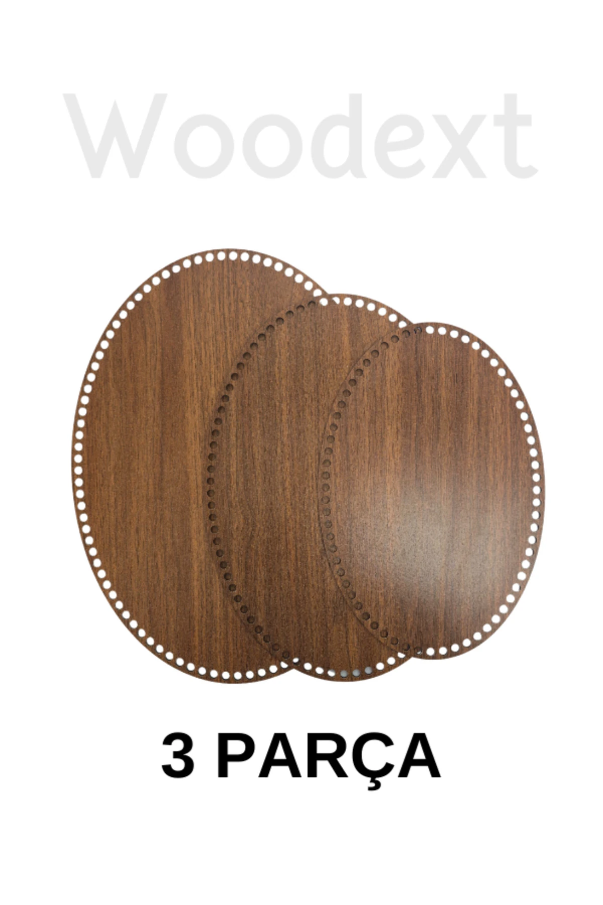 Ahşap Hobi Oval Elips Sepet Tepsi Tabanı Hobi kasnak ceviz renkli. 3'lü