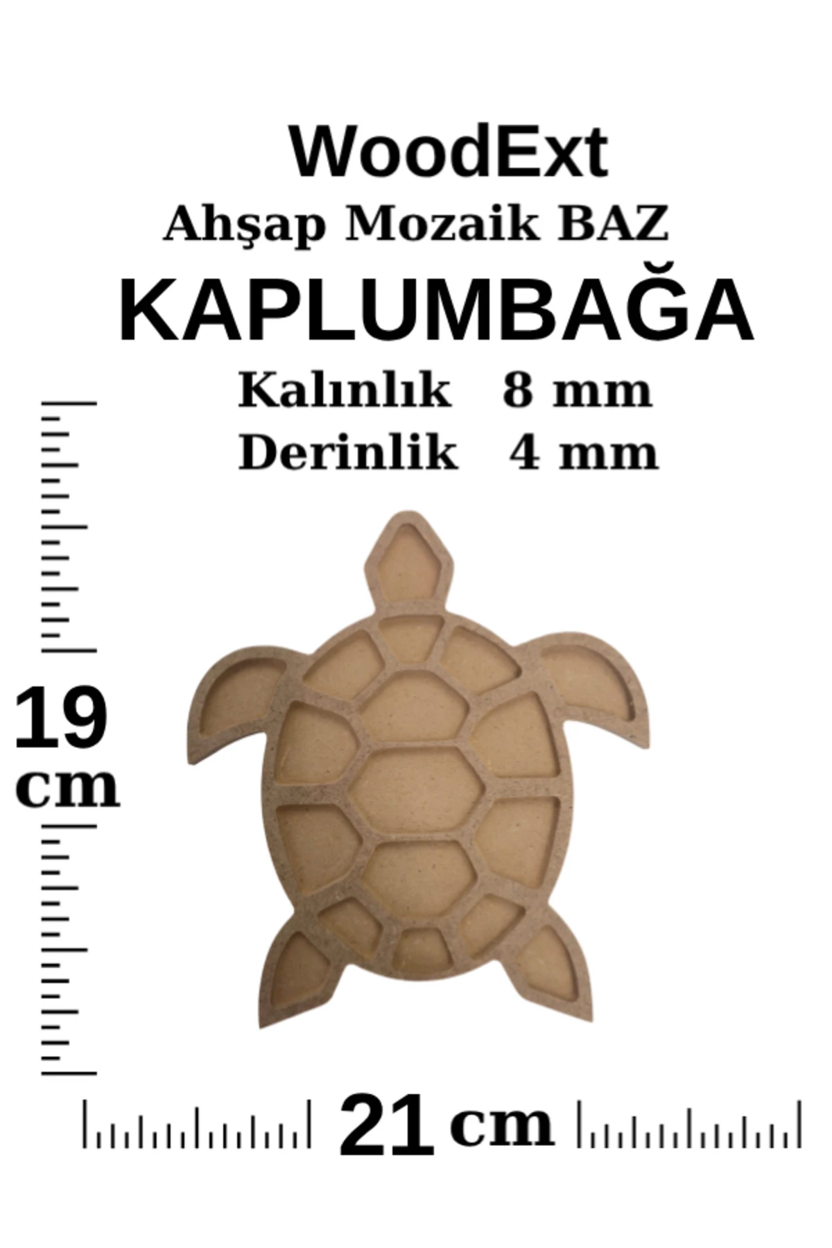 Mozaik Çalışması Için KAPLUMBAĞA Ahşap Baz. 19 Cm X 20 Cm Derinlik 4 mm